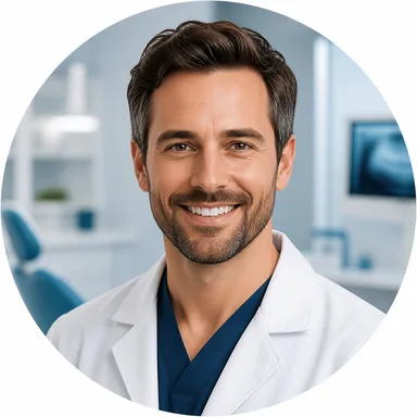 Illustration of an endodontist in a dental practice